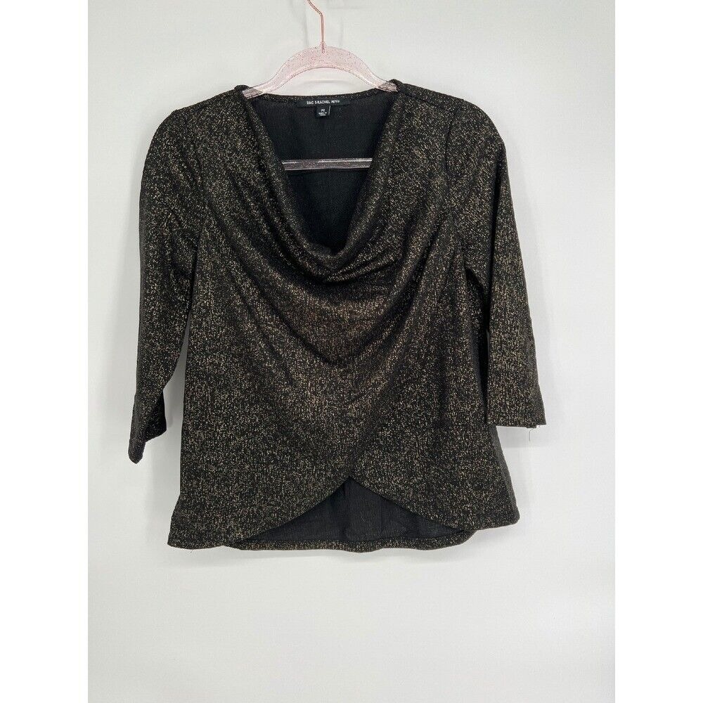 Zac & Rachel Petite Blazer Shrug Wrap Front Metallic Gold Black PS